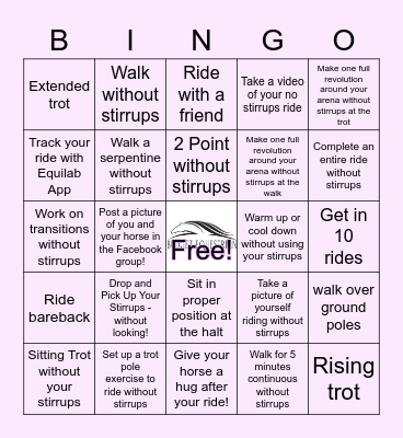 NO STIRRUPS NOVEMBER BINGO Card
