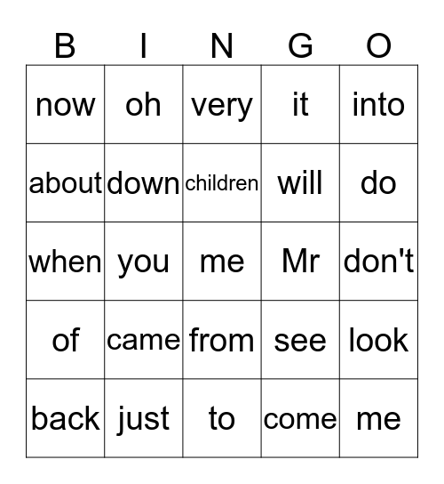 List 5 & 6 Words Bingo Card