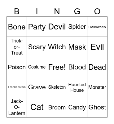 ASL Halloween Bingo Card