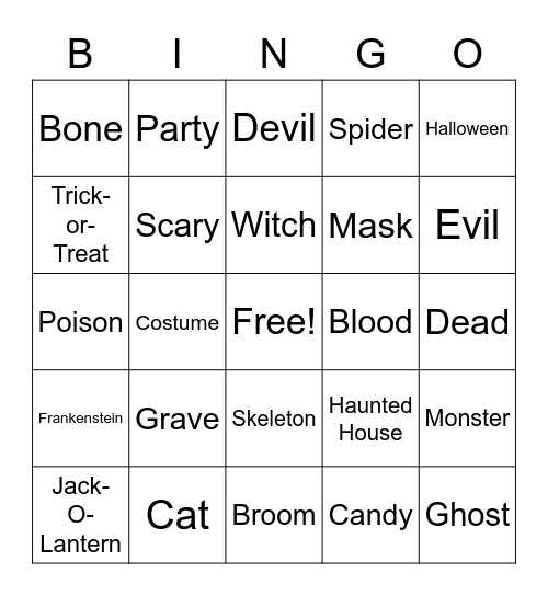 ASL Halloween Bingo Card