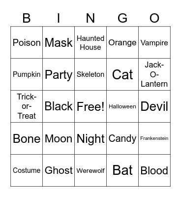 ASL Halloween Bingo Card