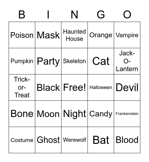 ASL Halloween Bingo Card