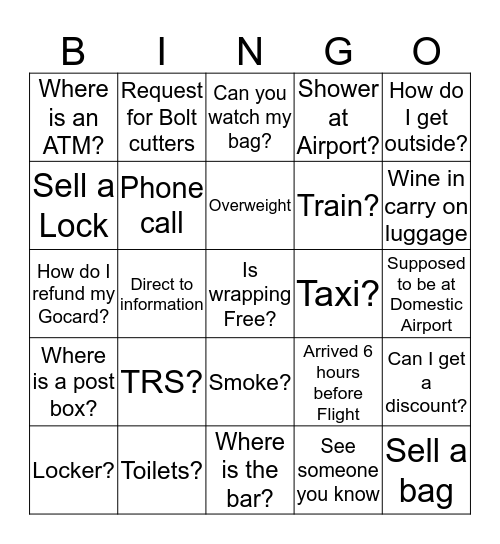 Wednesday Night Bingo Card