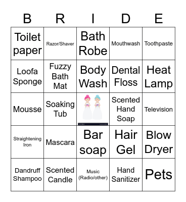 Virtual Bridal Shower Bingo Card