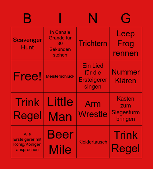 Comasaufen Bingo Card