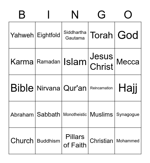 CFC Faith-Based Bingo Card