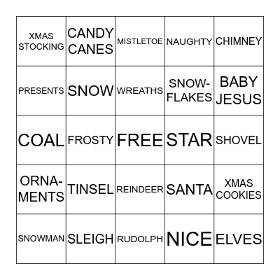 CHRISTMAS  BINGO Card