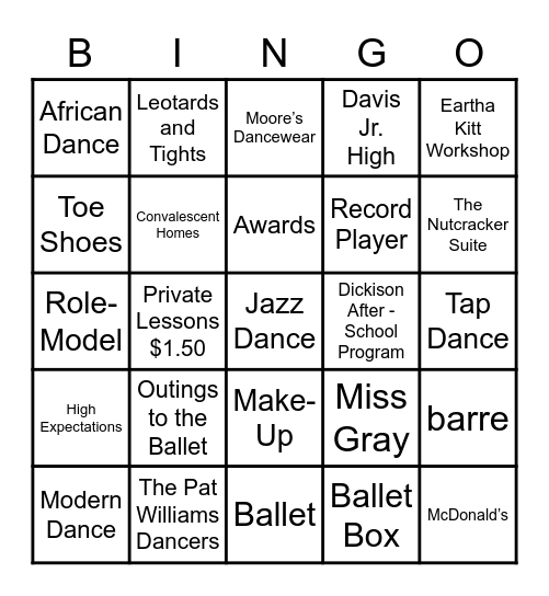 Thank You Pat! Bingo Card