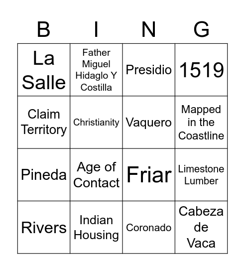 Review Bingo Card