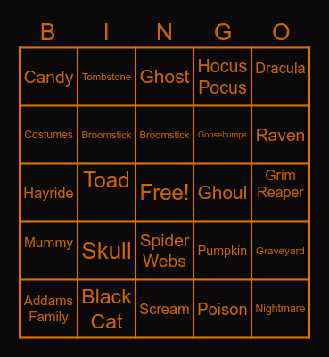 Halloween Bingo Card