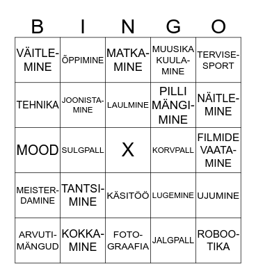 Huvide bingo Card