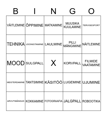 Huvide bingo Card