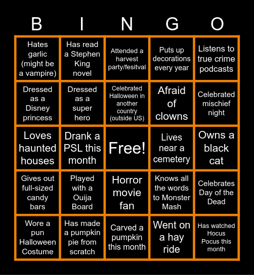 Spooky Bingo Card