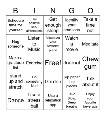 Wellness Bingo Card
