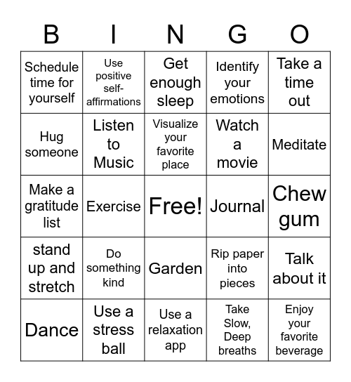 Wellness Bingo Card