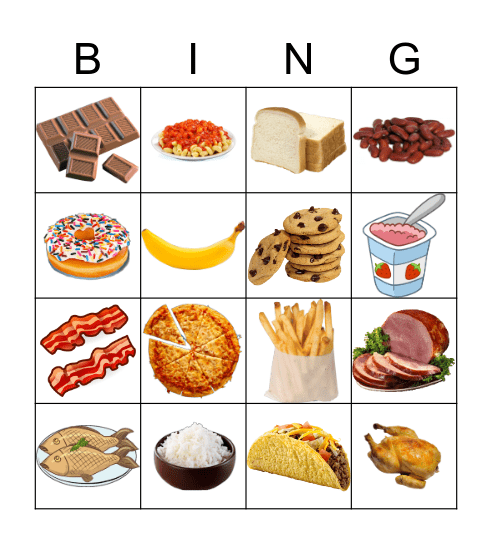 La Comida - Lesson 6 Bingo Card