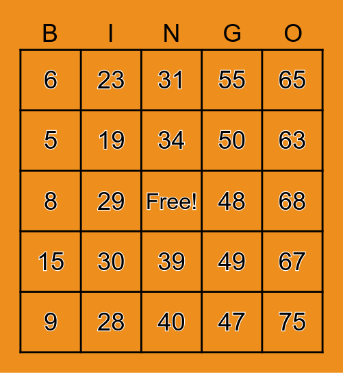 Halloween Bingo Card