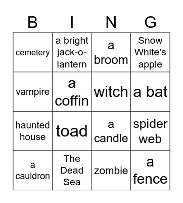Halloween Bingo Card