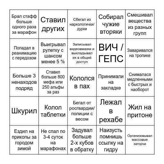 ТОРЧ - БИНГО 2.0 Bingo Card