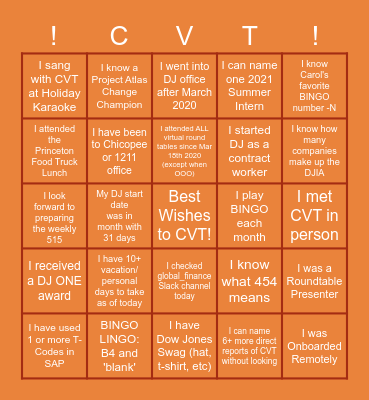 CVT FAREWELL BINGO NOV 2021 Bingo Card