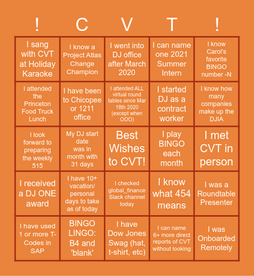 CVT FAREWELL BINGO NOV 2021 Bingo Card