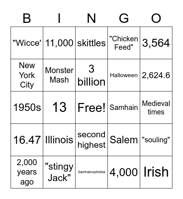 Halloween Bingo Card