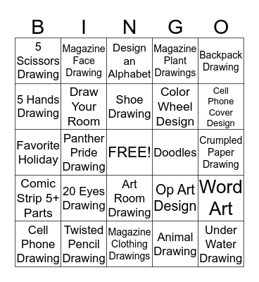 Sketchbook Bingo Card