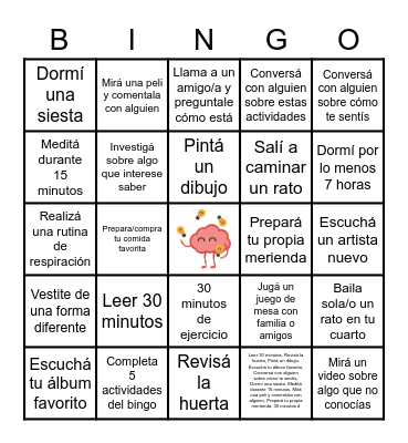 Salud mental Bingo Card