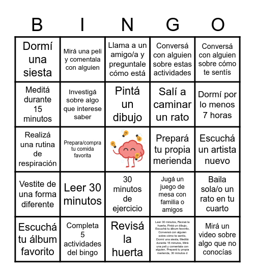 Salud mental Bingo Card