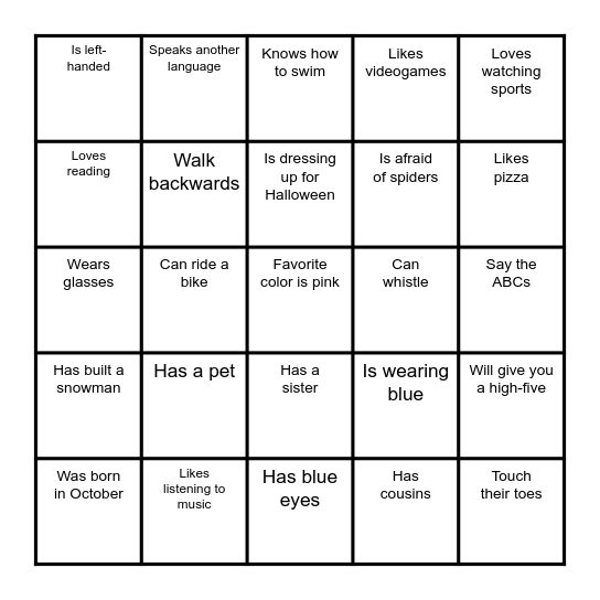 Find Someone Who.... Bingo Card