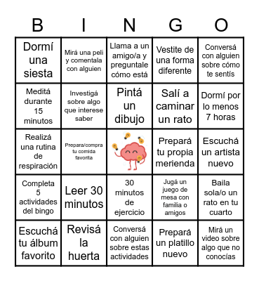 salud mental Bingo Card