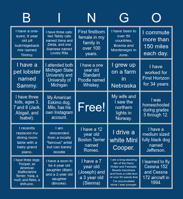 TEST Bingo Card