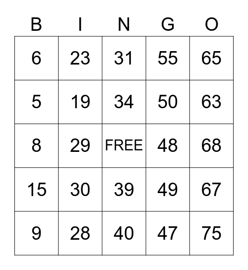 St. John Neumann Bingo Card