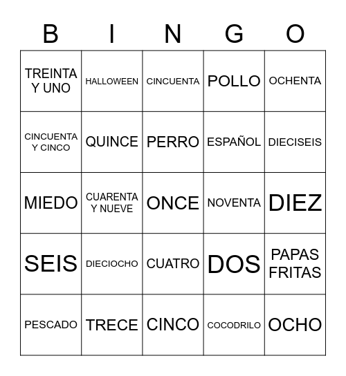 HISTORIA DE MIEDO Bingo Card