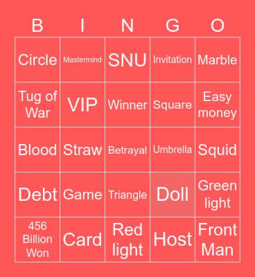 #FASquidGamesAndChill2021 Bingo Card