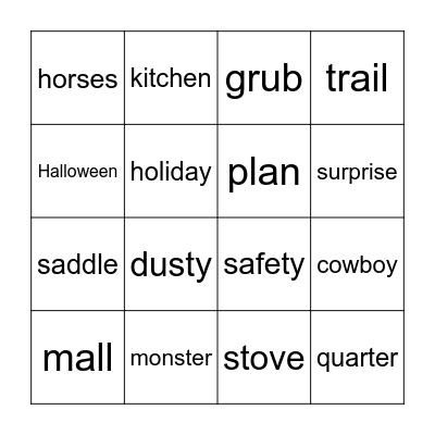 Monster Bingo Card