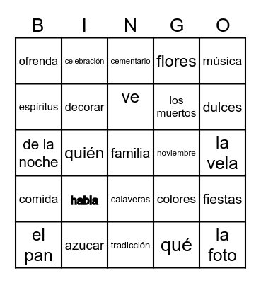 DIA DE LOS MUERTOS Bingo Card