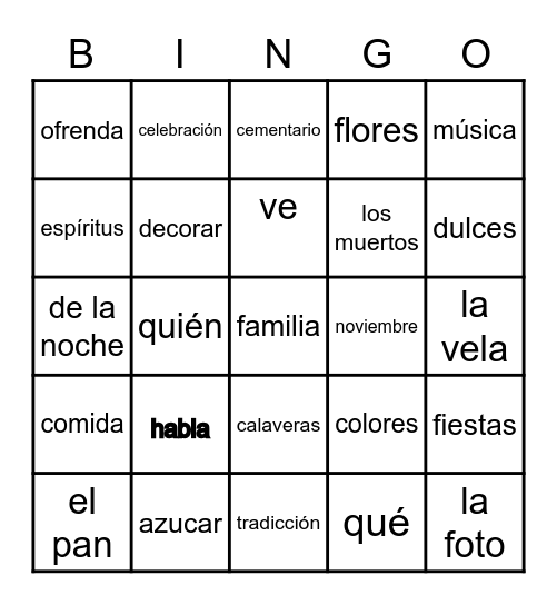 DIA DE LOS MUERTOS Bingo Card