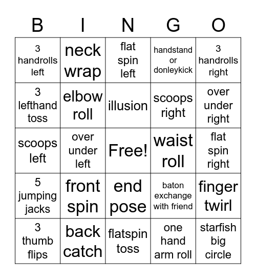 Baton Twirling II Bingo Card