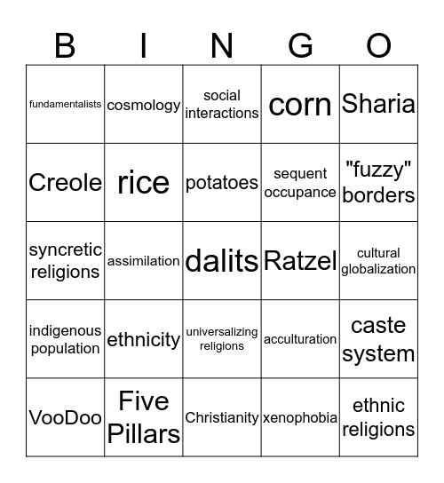 BINGO CULTURE Bingo Card