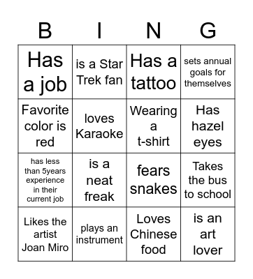 Connect Team Bingo Card