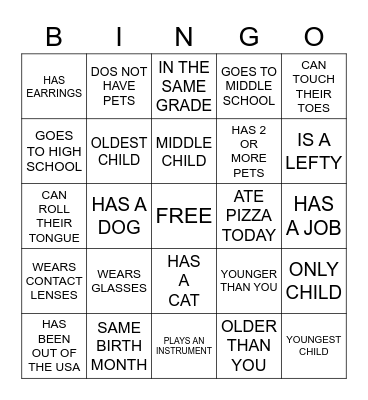 Human Bingo Card