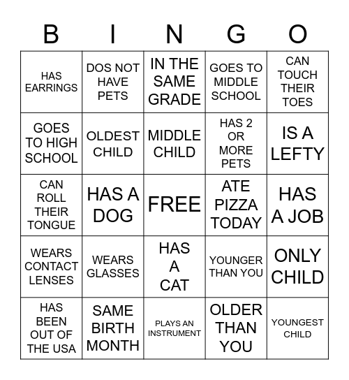 Human Bingo Card