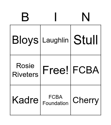 FCBA Test Bingo Card