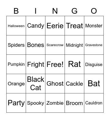 Spooky Bingo Card