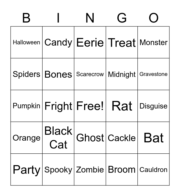 Spooky Bingo Card