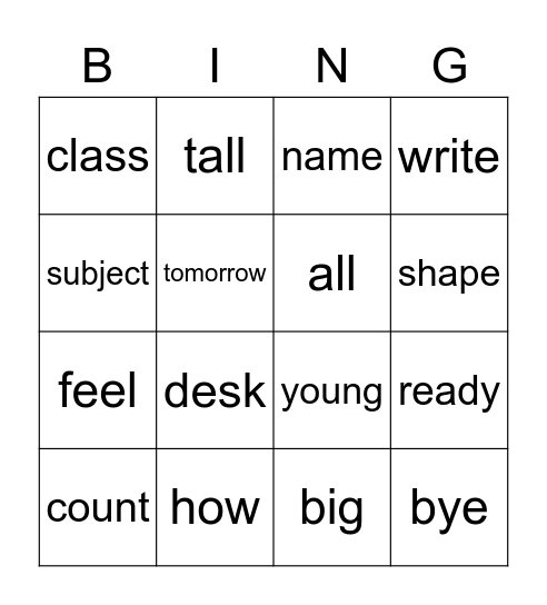 INTERVIEW WORDS Bingo Card