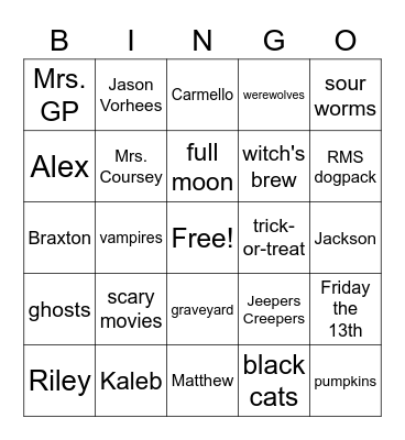 Halloween in 309 Bingo Card