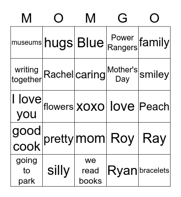 MOMGO Bingo Card