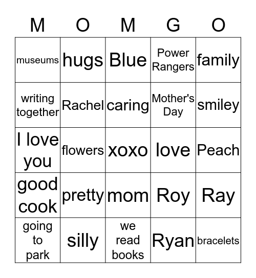 MOMGO Bingo Card